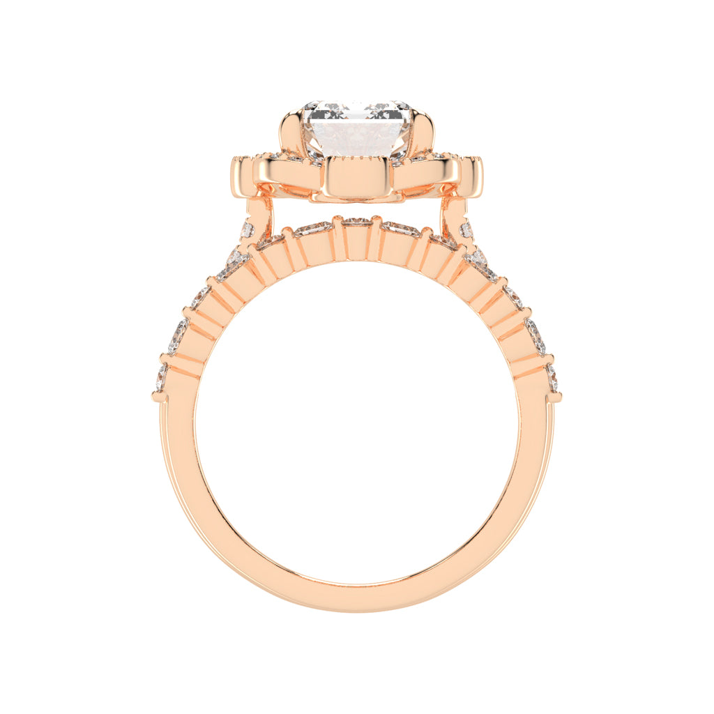 Purevya Two Shank Emerald Cut Lab Diamond Ring