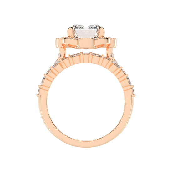 Purevya Two Shank Emerald Cut Lab Diamond Ring