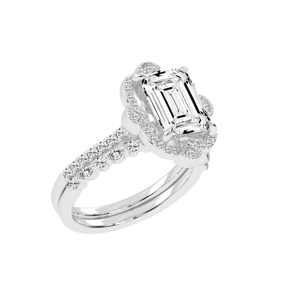 Purevya Two Shank Emerald Cut Lab Diamond Ring