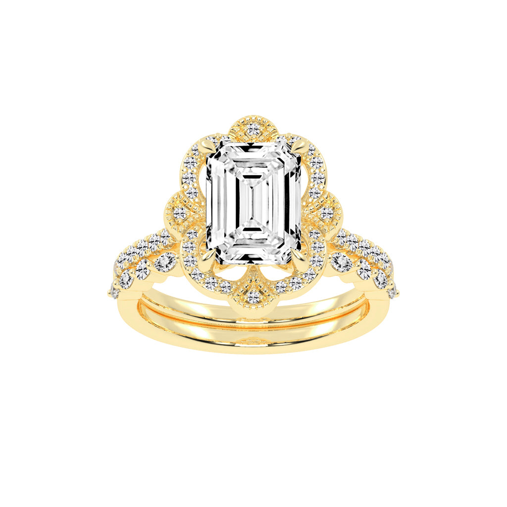 Purevya Two Shank Emerald Cut Lab Diamond Ring