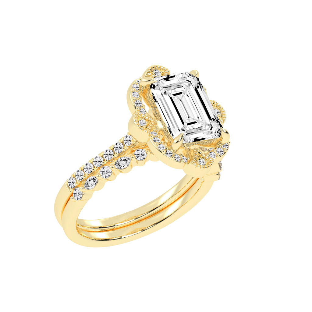 Purevya Two Shank Emerald Cut Lab Diamond Ring