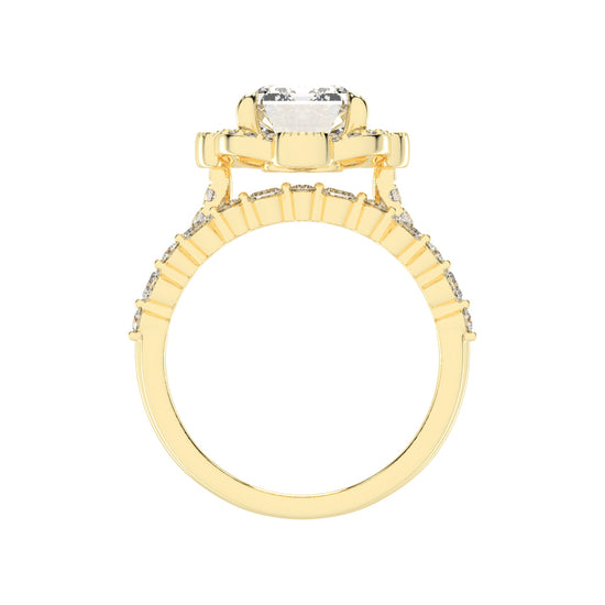 Purevya Two Shank Emerald Cut Lab Diamond Ring