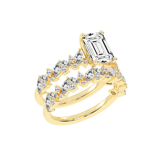Diamora Bezel Emerald Cut Classic Lab Diamond Ring