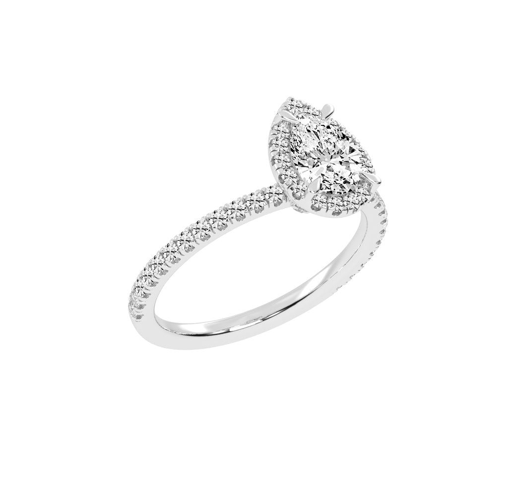 Lumihalo Pear Shape Halo Lab Diamond Ring