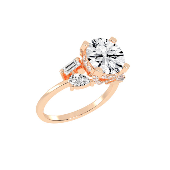 Quintara Tab Prong Round Cut Classic Lab Diamond Ring