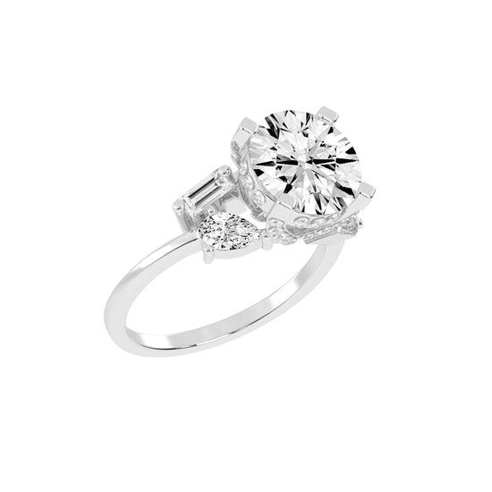 Quintara Tab Prong Round Cut Classic Lab Diamond Ring