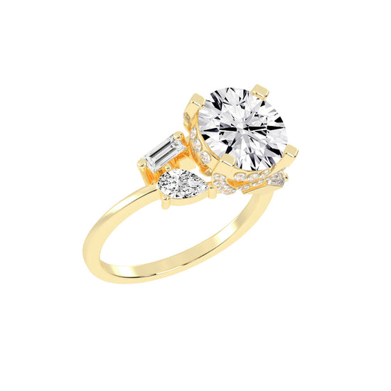 Quintara Tab Prong Round Cut Classic Lab Diamond Ring
