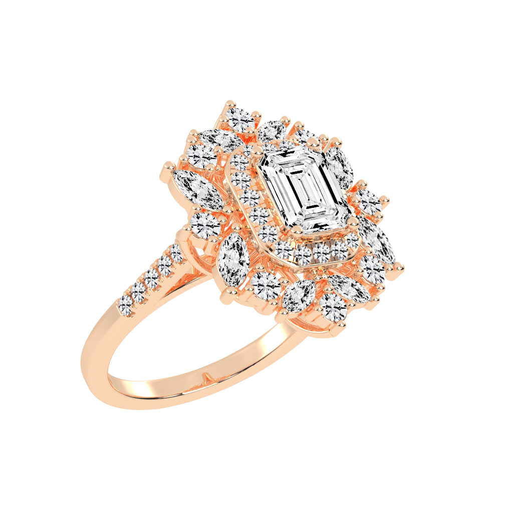 Luxivia Emerald Shape Cut Diamond Ring
