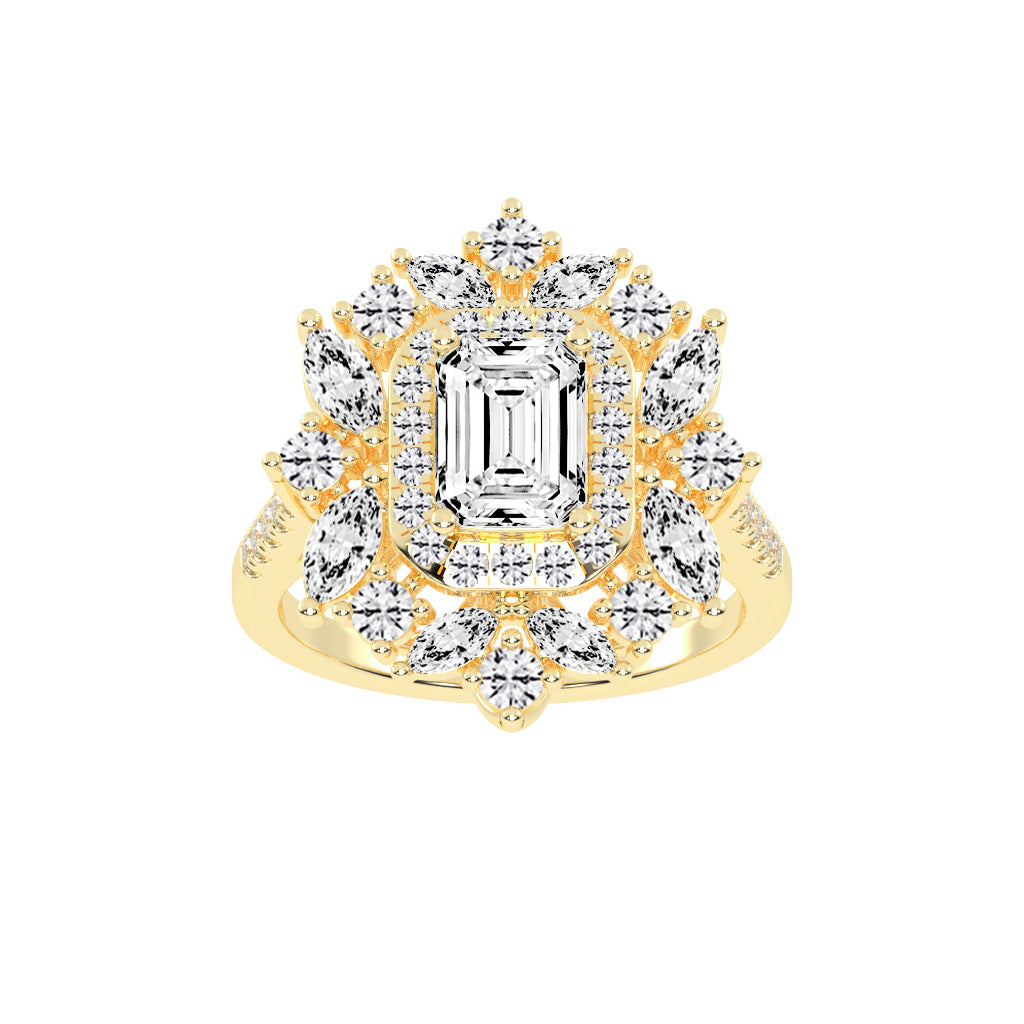 Luxivia Emerald Shape Cut Diamond Ring