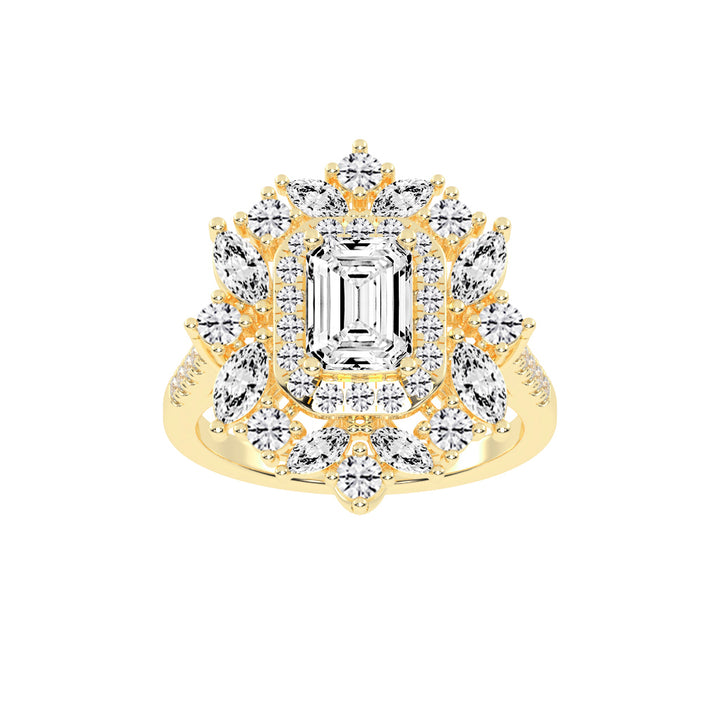 Luxivia Emerald Shape Cut Diamond Ring