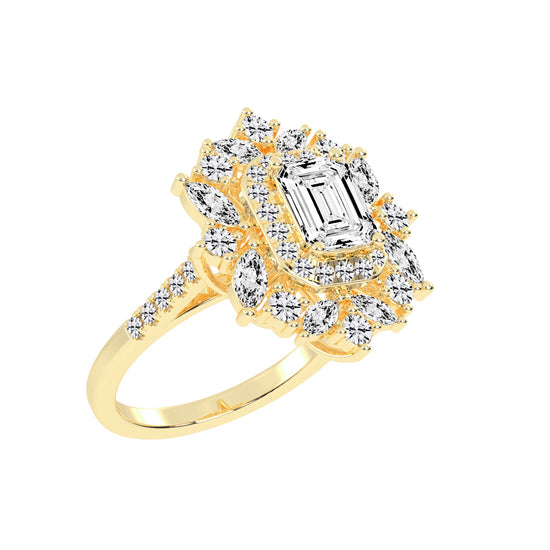Luxivia Emerald Shape Cut Diamond Ring