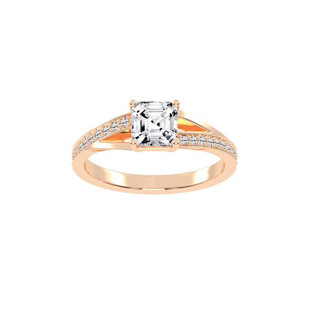 Diavesta Split Shank Asscher Cut Classic Lab Diamond Ring