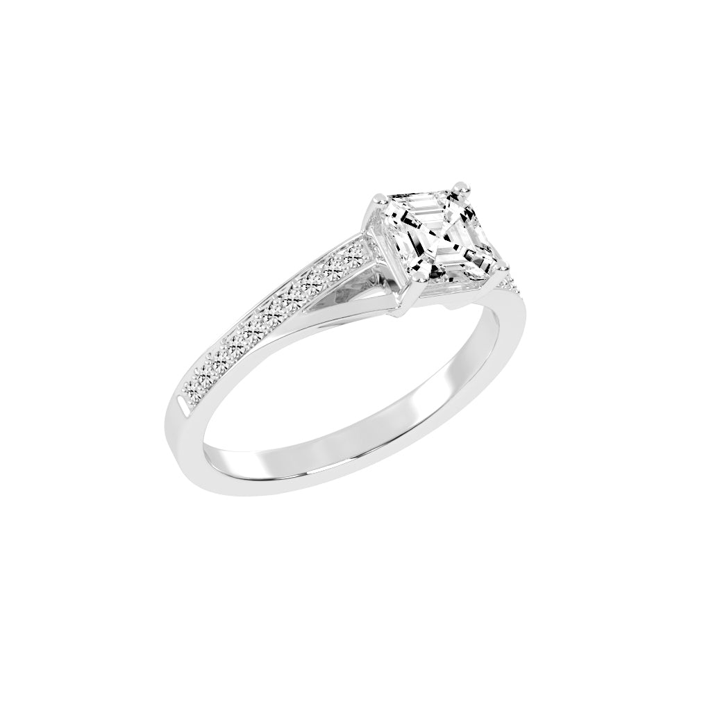 Diavesta Split Shank Asscher Cut Classic Lab Diamond Ring