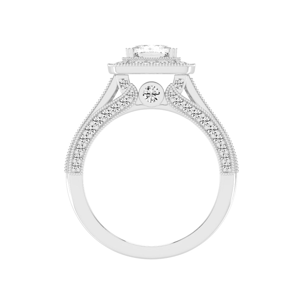 Haliora Bridge Accent Split Shank Halo Lab Diamond Ring