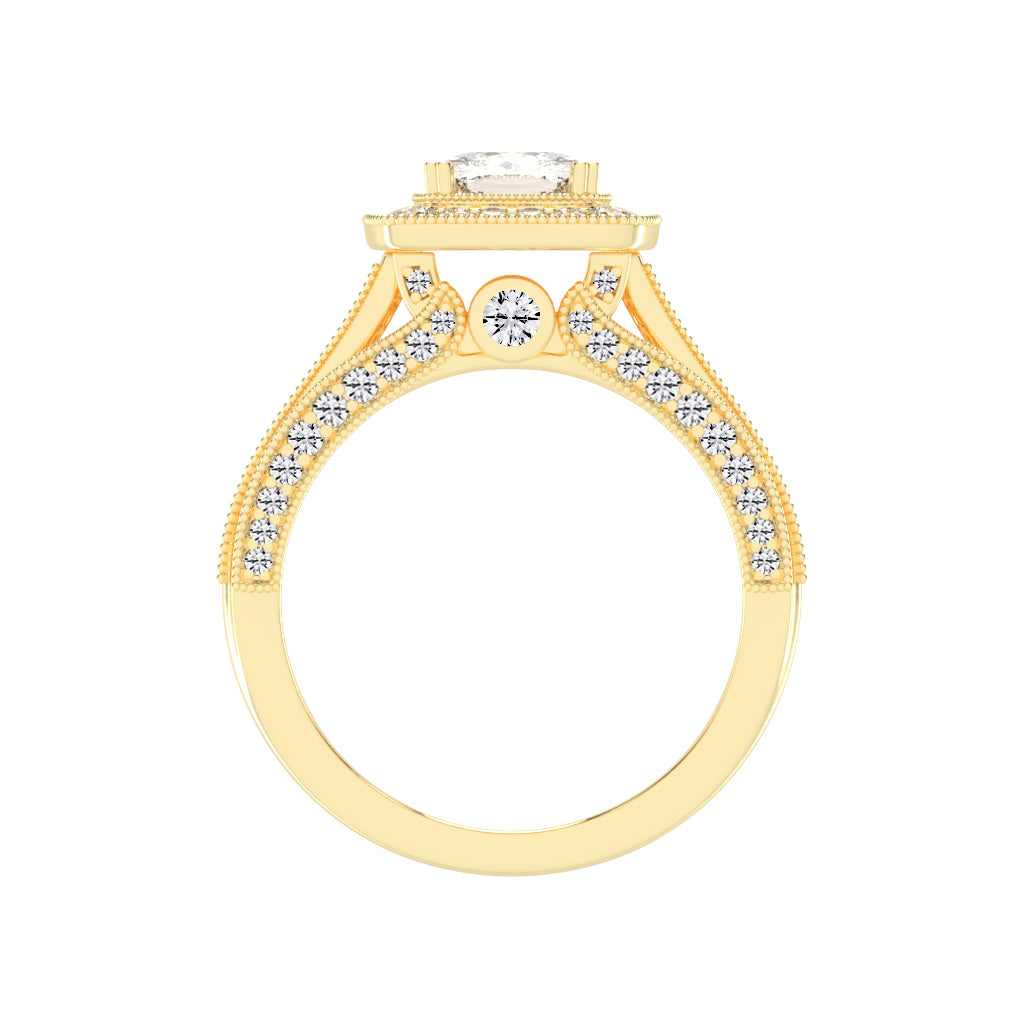 Haliora Bridge Accent Split Shank Halo Lab Diamond Ring