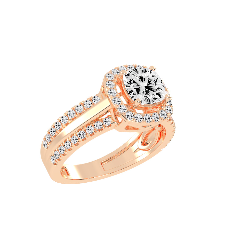 Halysia Cushion Cut Halo Lab Diamond Ring