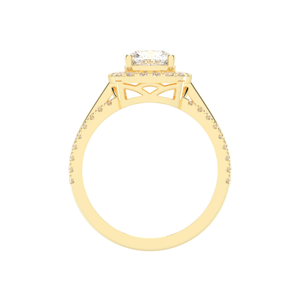 Halysia Cushion Cut Halo Lab Diamond Ring