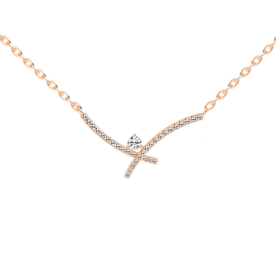 Cleo X-Shape Round Cut Delicate Lab Diamond Pendant
