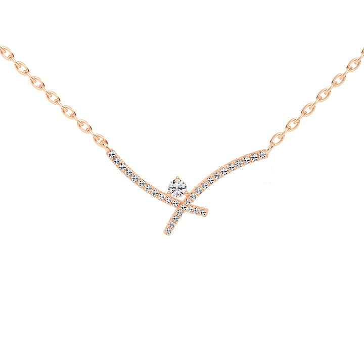 Cleo X-Shape Round Cut Delicate Lab Diamond Pendant