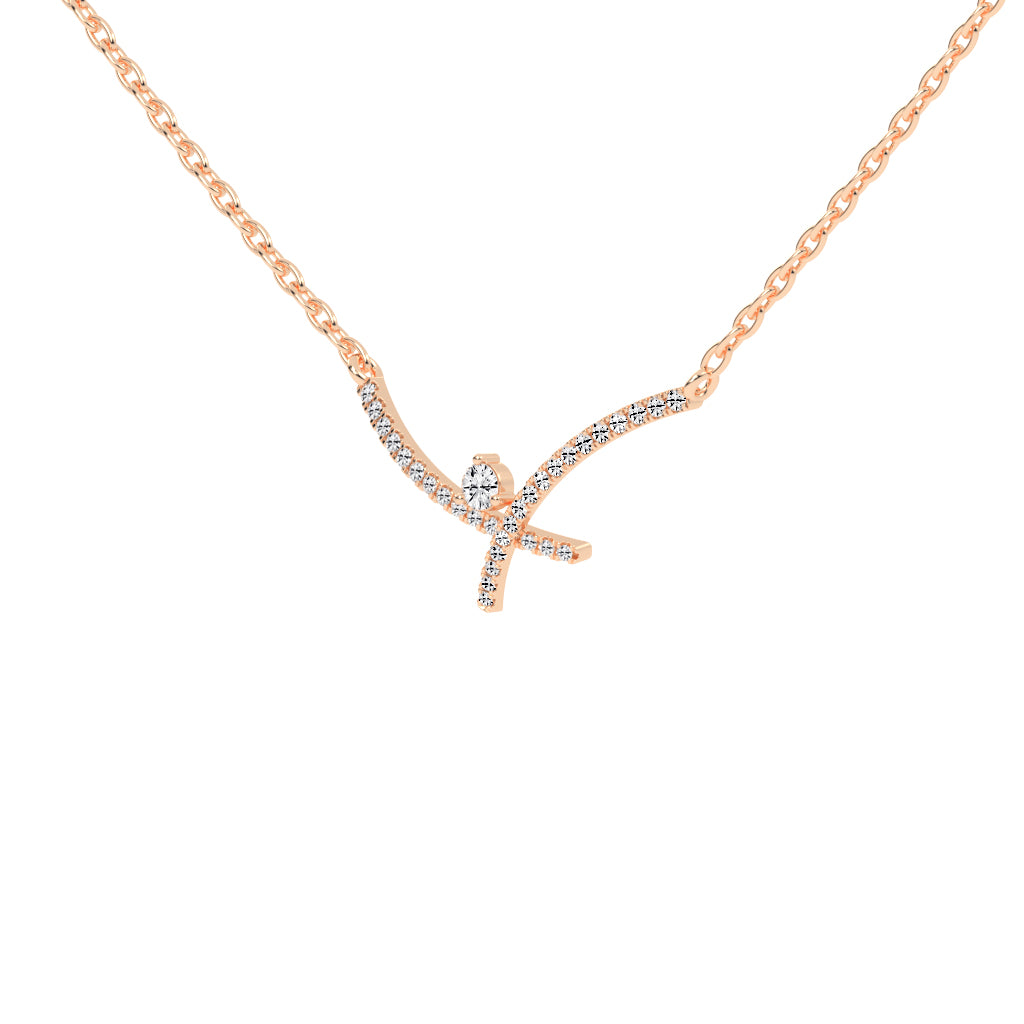Cleo X-Shape Round Cut Delicate Lab Diamond Pendant