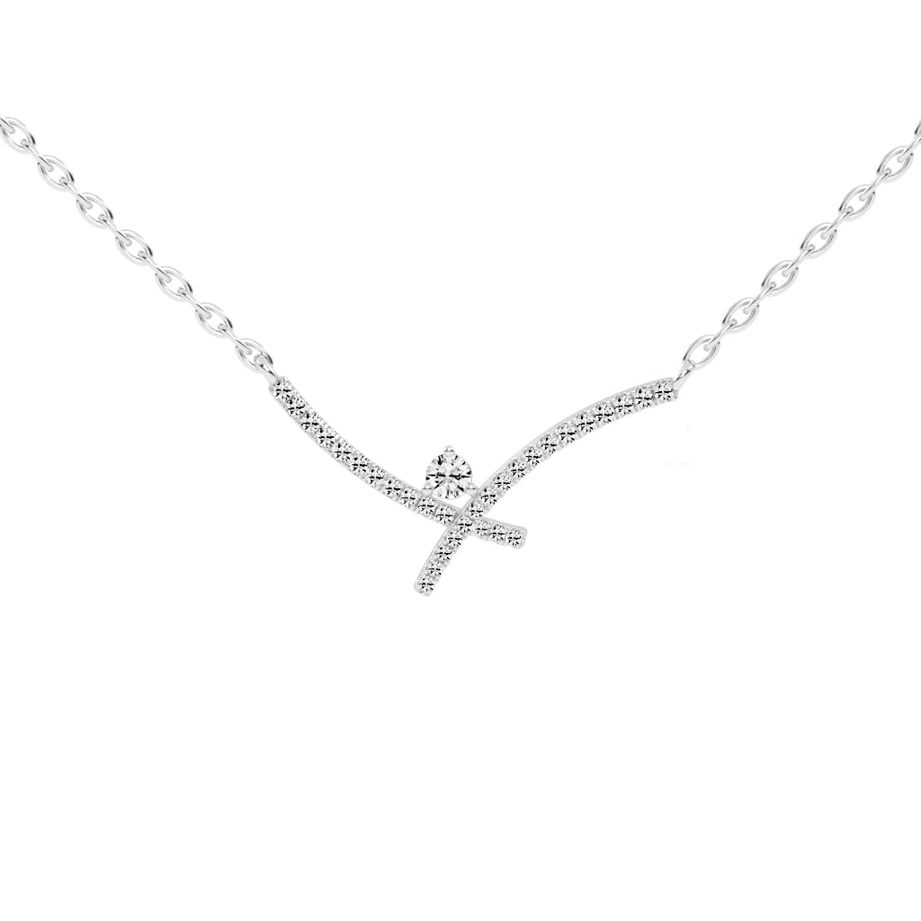 Cleo X-Shape Round Cut Delicate Lab Diamond Pendant