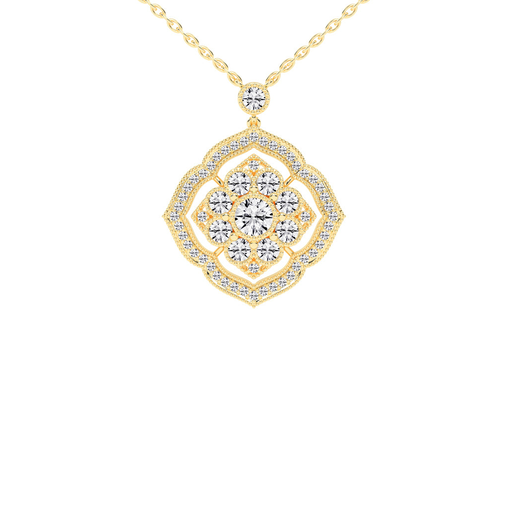 Juno 4.5Ct Vintage Shield Grace Fancy Lab Diamond Pendant