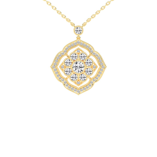 Juno 4.5Ct Vintage Shield Grace Fancy Lab Diamond Pendant