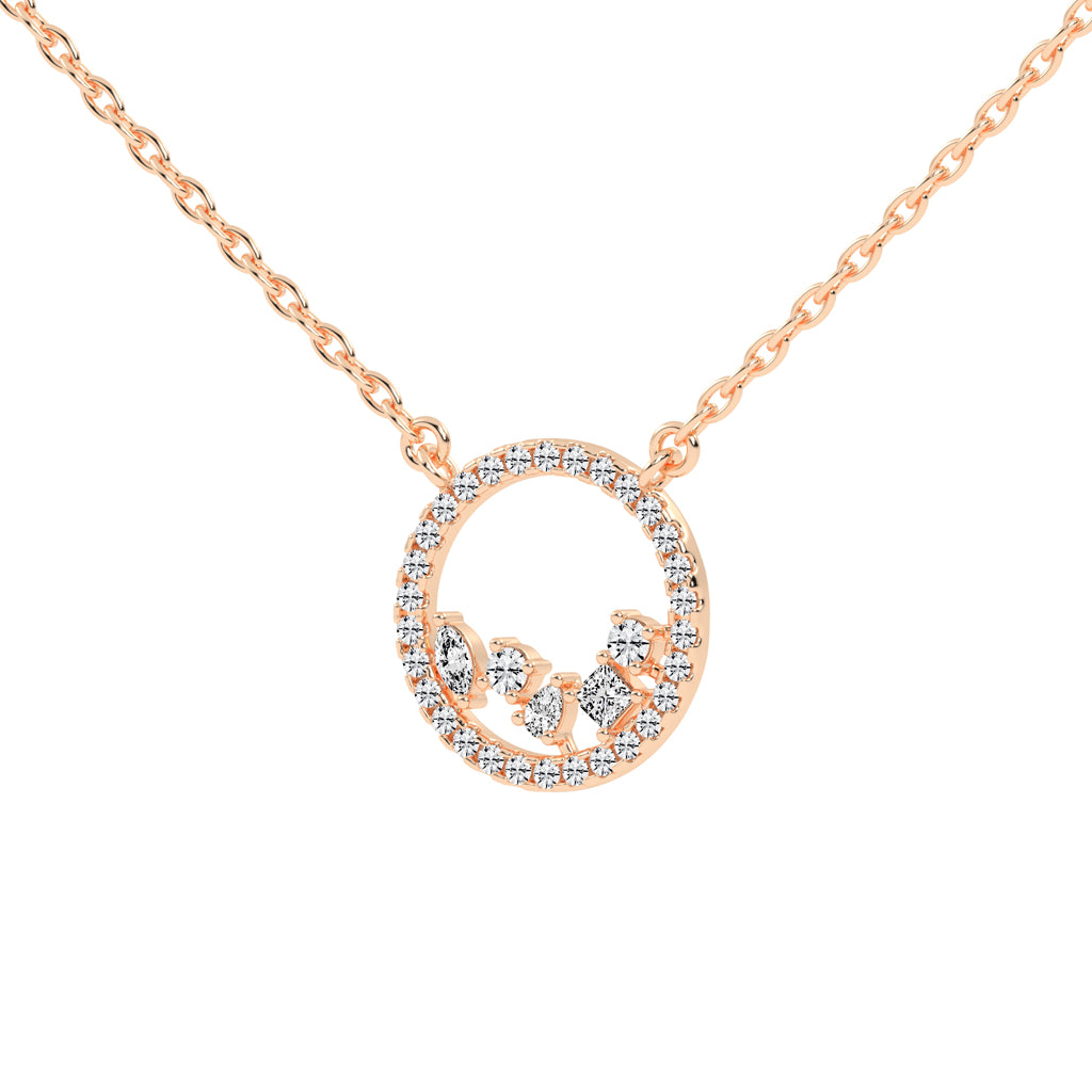 Primrose 0.75Ct Circle Of Life Marquise Cut Fancy Lab Diamond Pendant