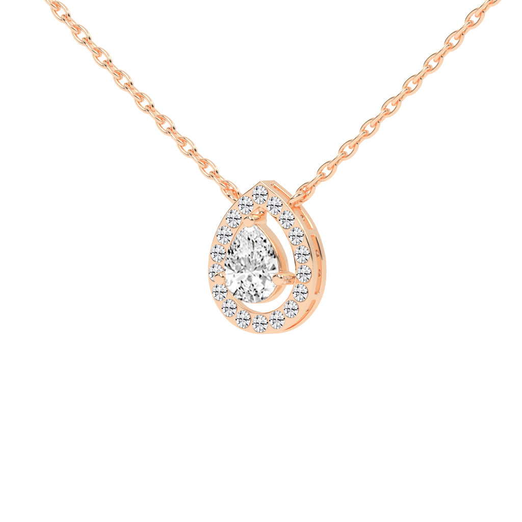 Xylia Pear Cut Halo Lab Diamond Pendant
