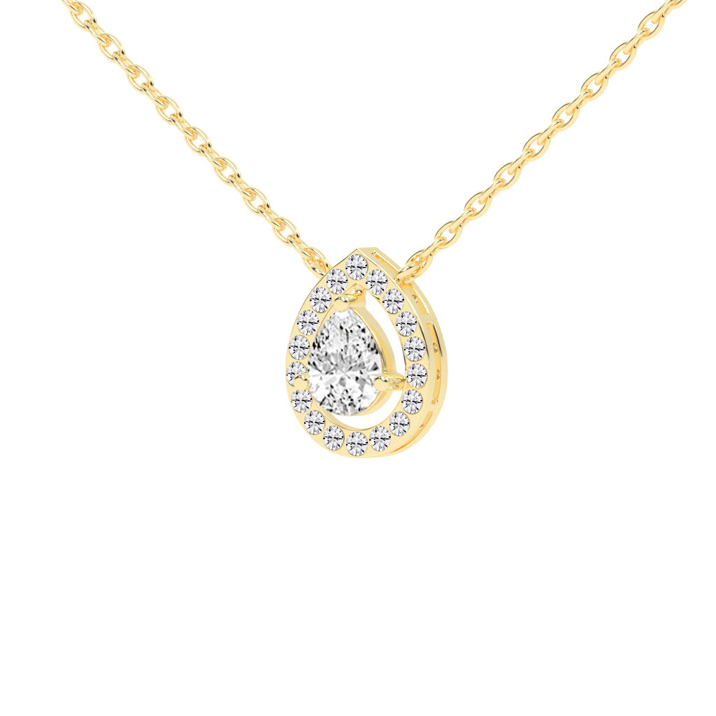 Xylia Pear Cut Halo Lab Diamond Pendant
