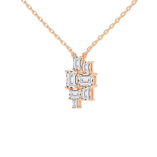 Xena 3.75Ct Baguette Emerald Cut Fancy Lab Diamond Pendant