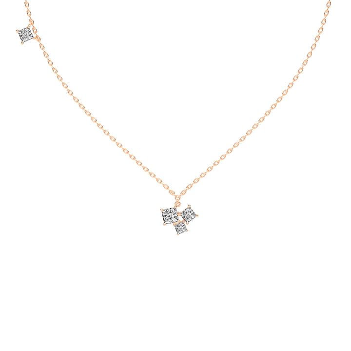 Meaira 3Ct Three Stone Princess Cut Fancy Lab Diamond Pendant
