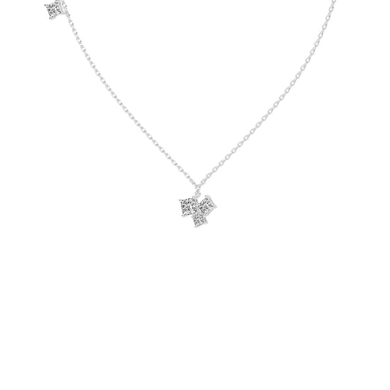 Meaira 3Ct Three Stone Princess Cut Fancy Lab Diamond Pendant