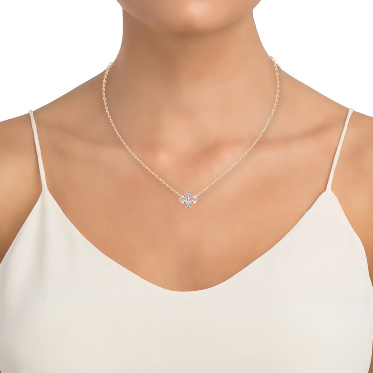 Aphra Snowflake Round Cut Fancy Lab Diamond Pendant