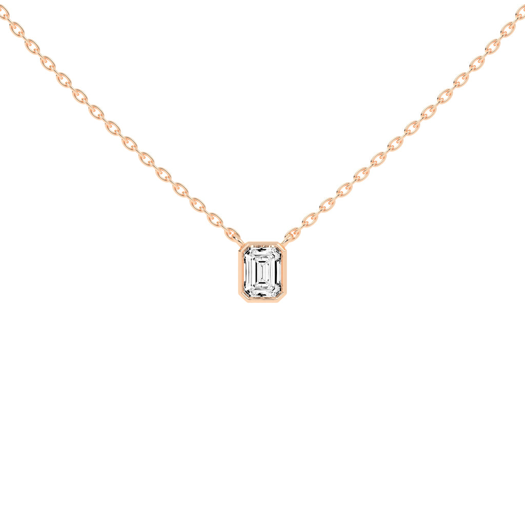 1.5Ct Emerald Shape, Gold, Solitaire Pendants