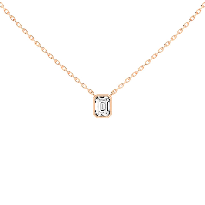 1.5Ct Emerald Shape, Gold, Solitaire Pendants