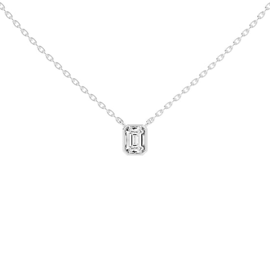 1.5Ct Emerald Shape, Gold, Solitaire Pendants