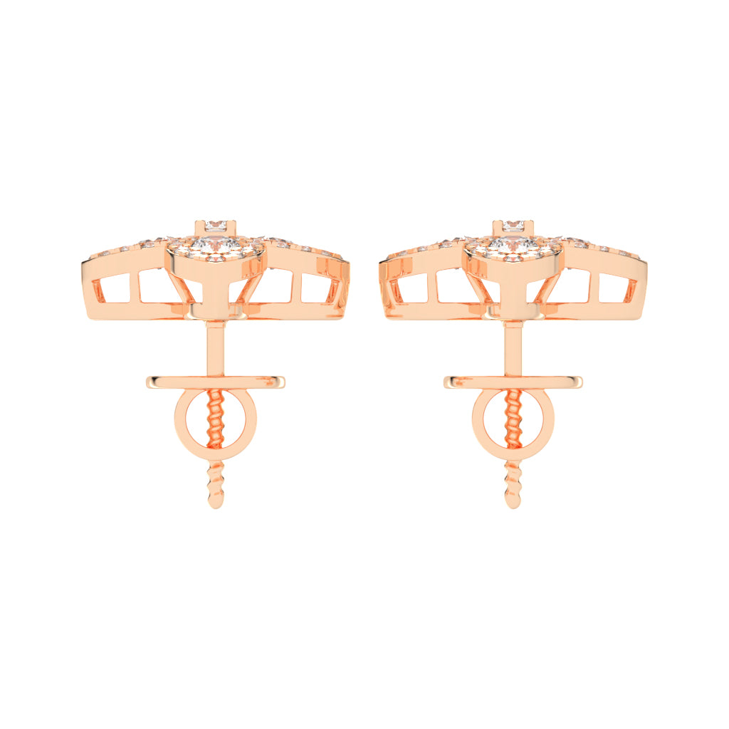 1Ct Round Shape, Rose Gold, Fancy Studs Earrings