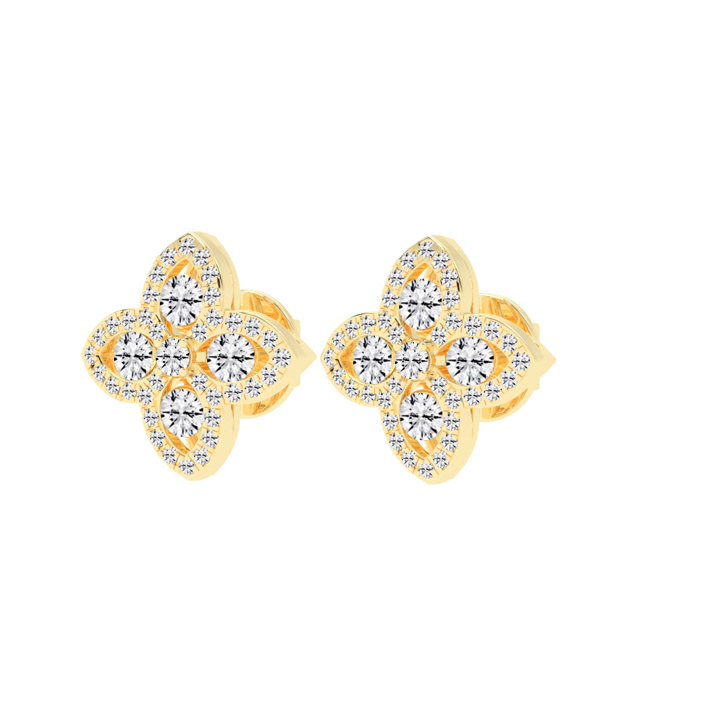 1Ct Round Shape, Rose Gold, Fancy Studs Earrings