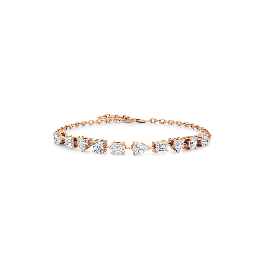 2.5Ct Round Shape Gold Chain Bracelets