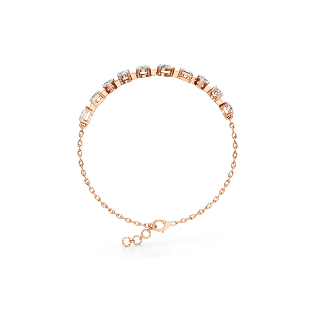 2.5Ct Round Shape Gold Chain Bracelets