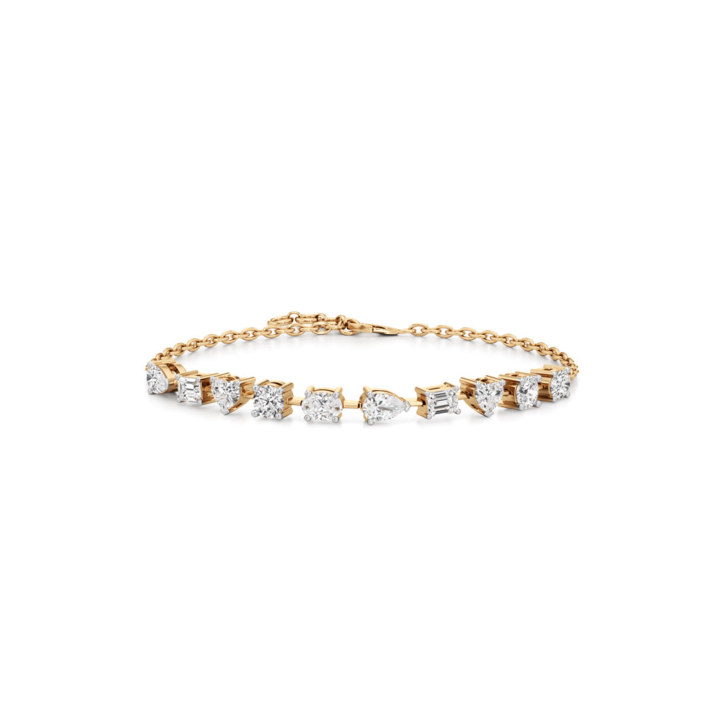 2.5Ct Round Shape Gold Chain Bracelets