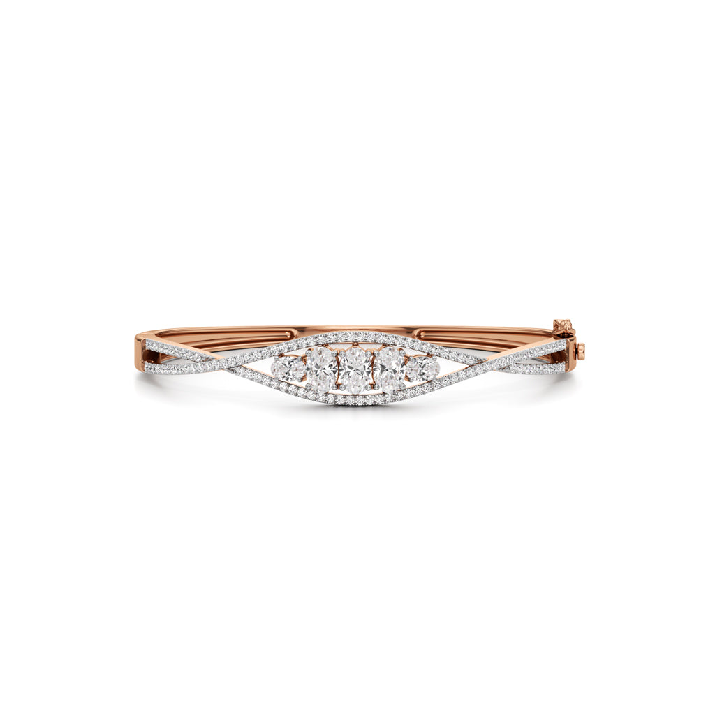 Nessa 2.25Ct Criss-Cross Oval Cut Kada Bracelet