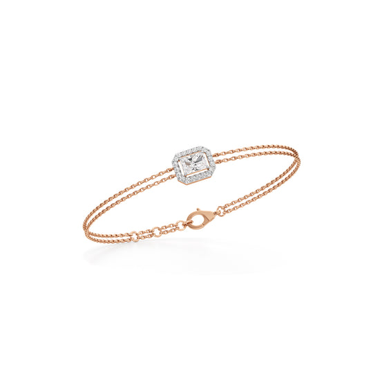 Emerald Cut Lab Grown Diamond Chain Bracelet