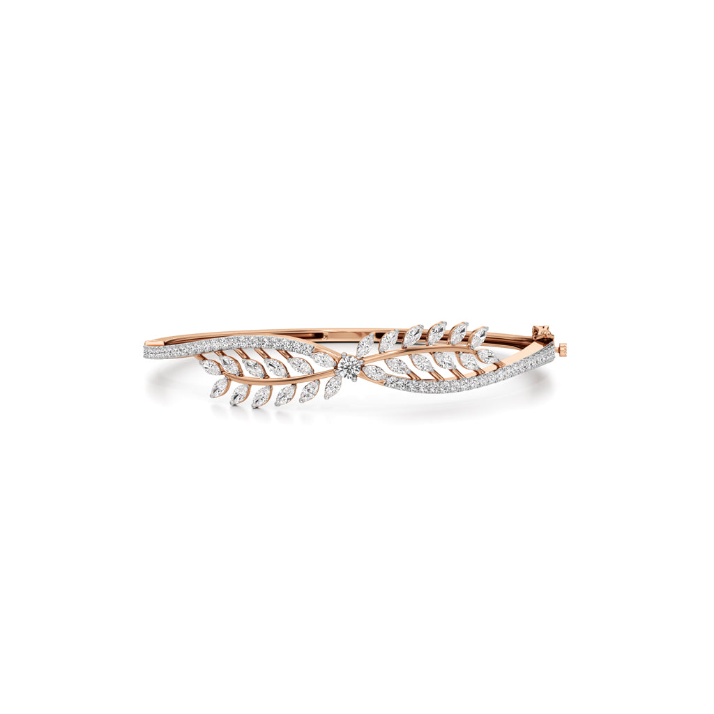 Anise 2Ct Leaf Style Round Cut Kada Bracelet