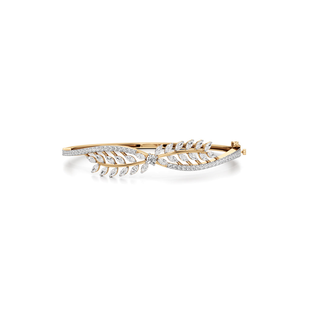 Anise 2Ct Leaf Style Round Cut Kada Bracelet