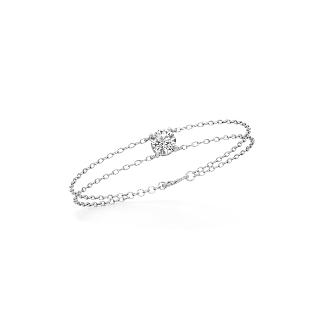Faela 2Ct Round Cut Double Chain Bracelet