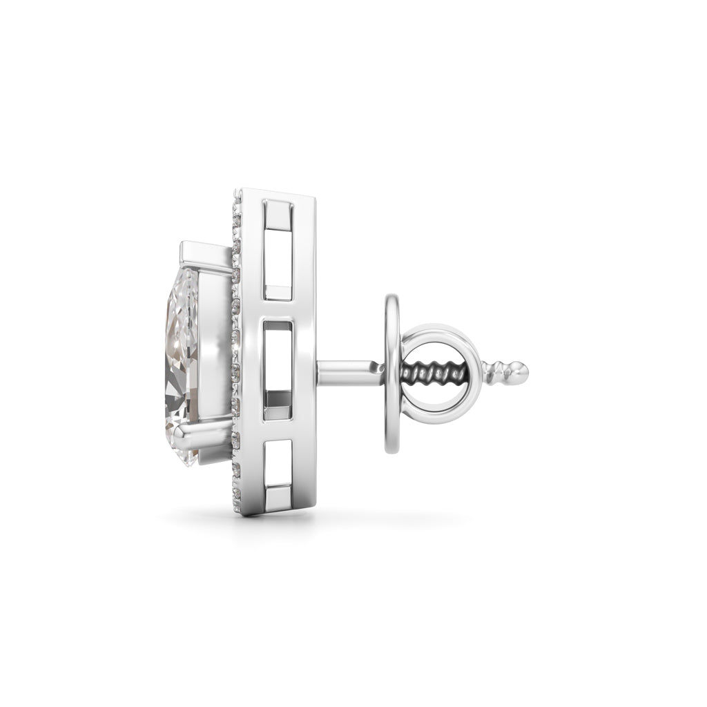1.75Ct Pear Shape Halo Studs Earrings