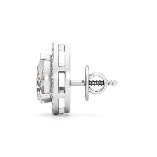 1.75Ct Pear Shape Halo Studs Earrings
