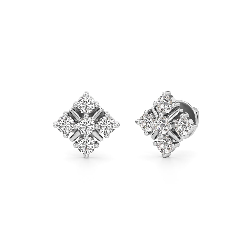 1Ct Round Shape Fancy Studs Earrings
